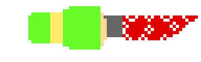 [53a360] Poins the knife at the outline firing a slash projectile at it *