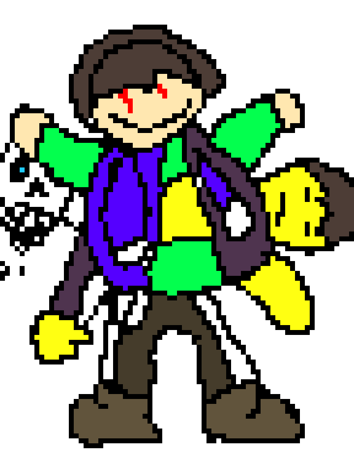 the abomination gets angry after the attack then sends 11 knives at billy then gaster blasters fired at him 6 times *