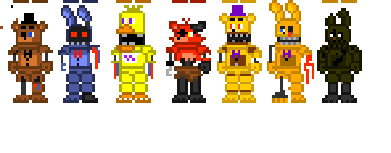 [b83df4] FNaF 2 Withered Gang + Spring Bonne (One-Button Design Included) [King Squid Edit]