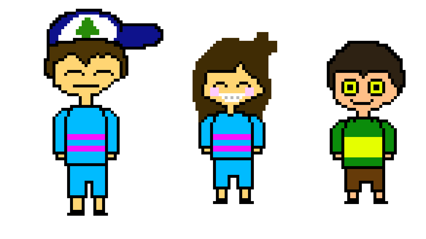 [9664c4] Dipper, Mabel, and Bipper (Gravity Falls) as Undertale Sprites
