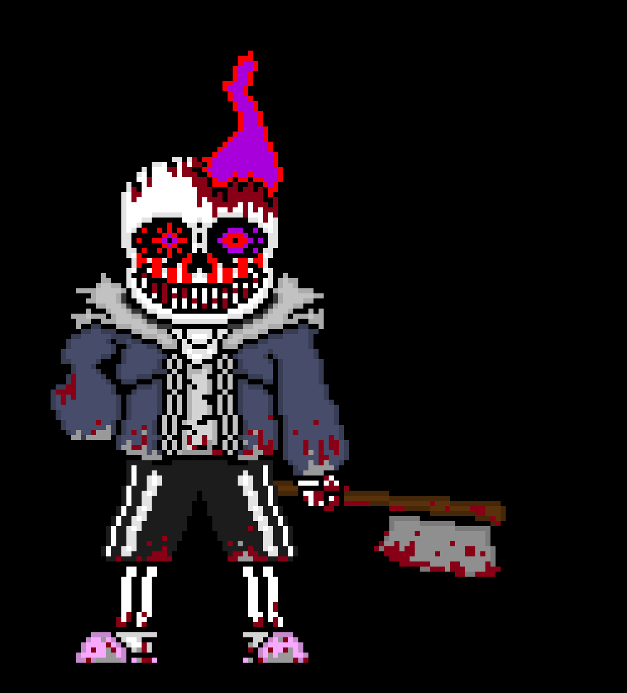 [e8cb42] Dust!Terror Sans (instead having the unoriginal hood up he has flames coming out of his head)
