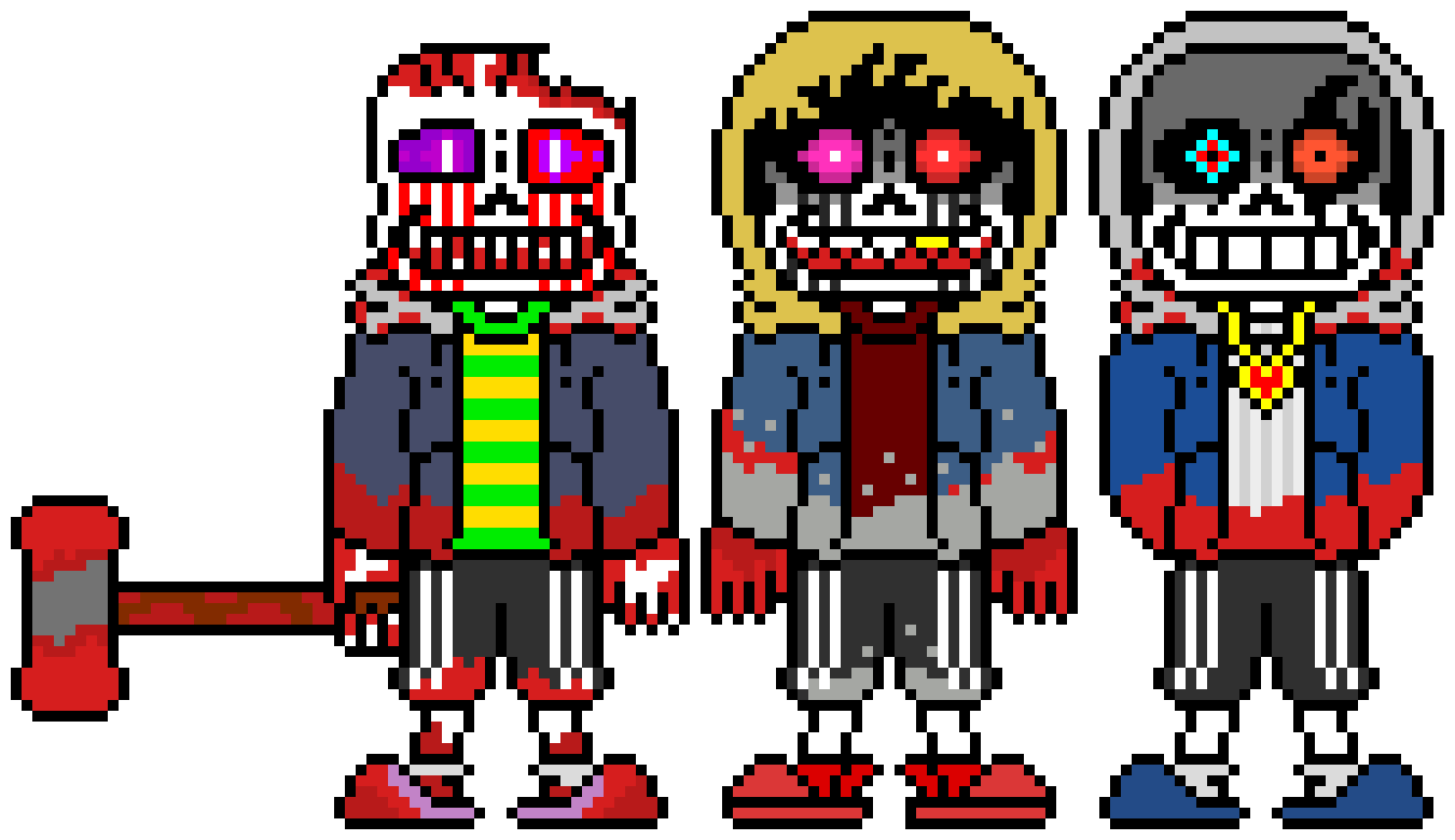 [d6b045] *They all use their blasters on Chara*