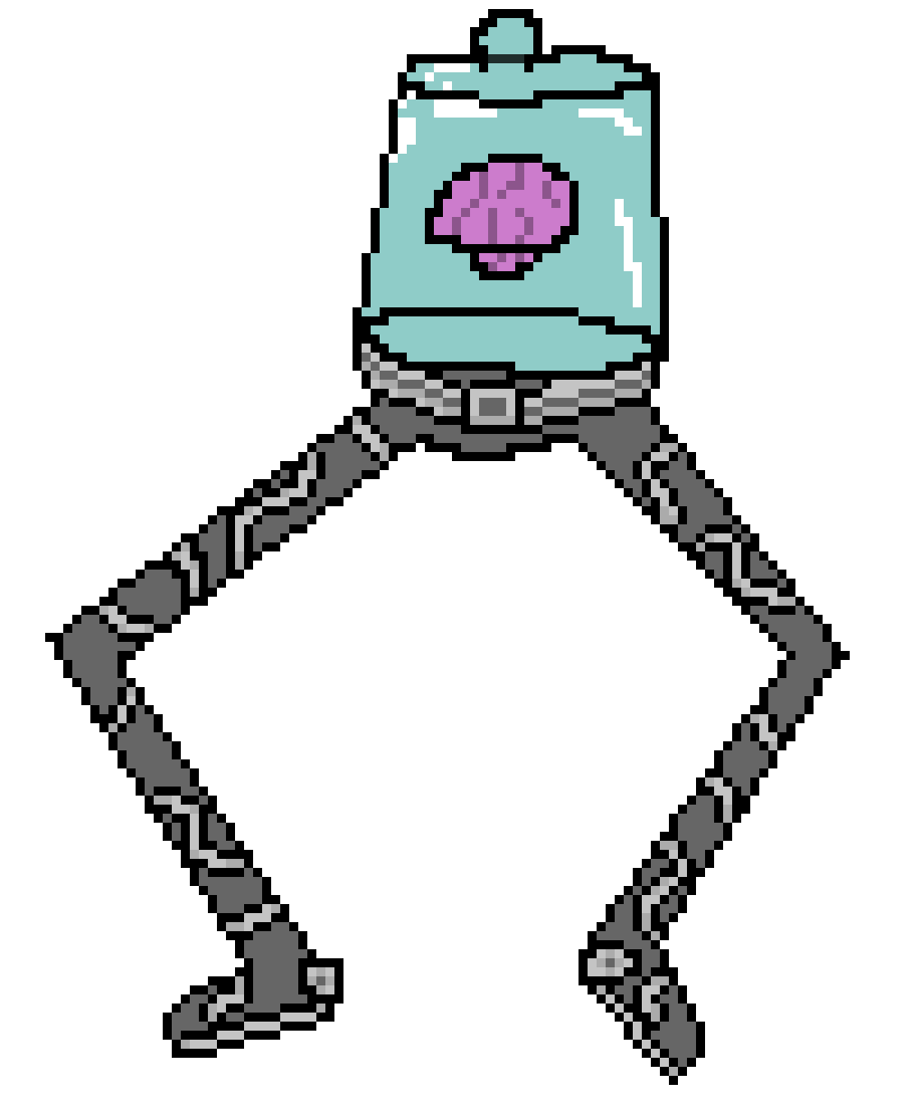 [f11c01] Brain in jar with legs