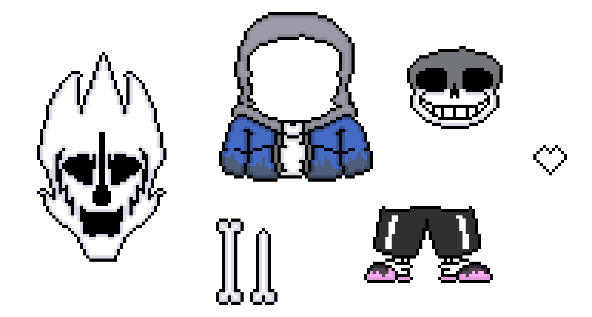 dust sans, gaster blaster, bone and soul unblacked base(FINAL)-hhs
