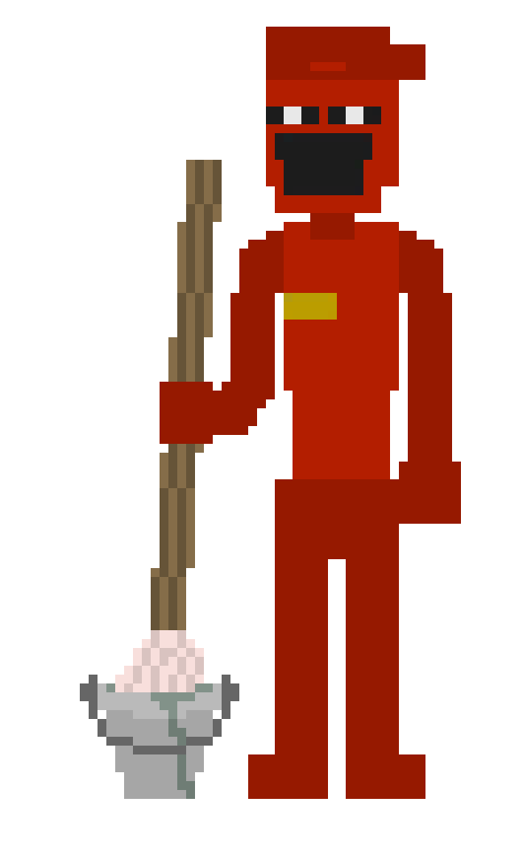 [914e2b] Wes holding Mop and Bucket