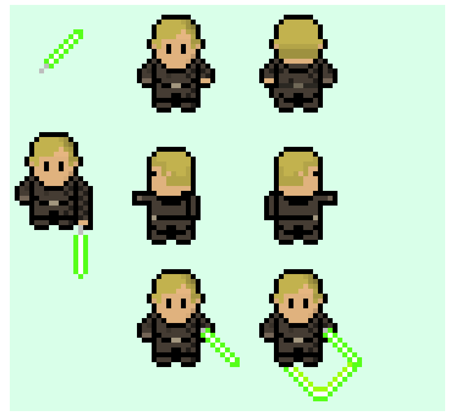[f802c9] Luke Skywalker sprite sheet template for characters