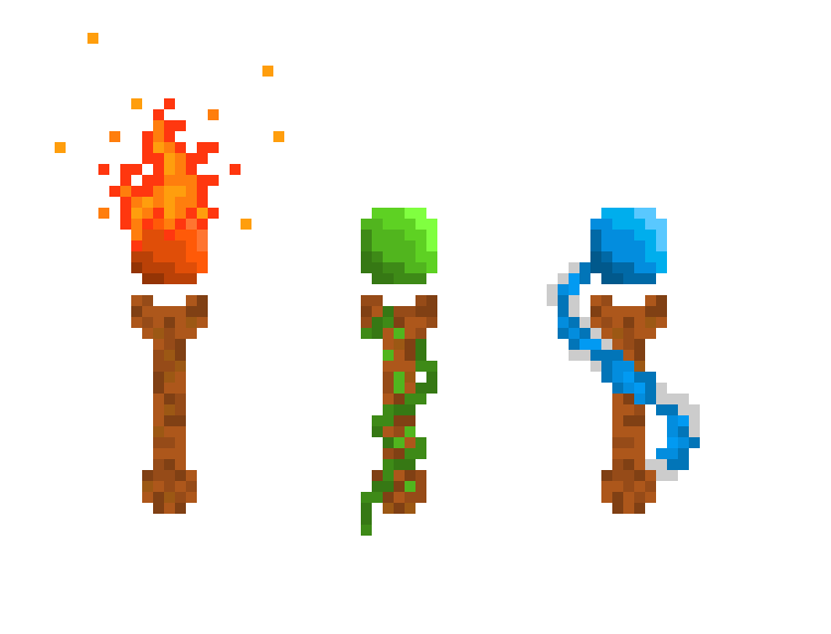 [3d5389] Elemental Staffs