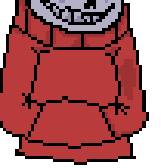 [61341e] I like it, Howerver hes supposed to be wearing a shirt. See http://pixelartmaker.com/offshoot/6bea4d4abd95389