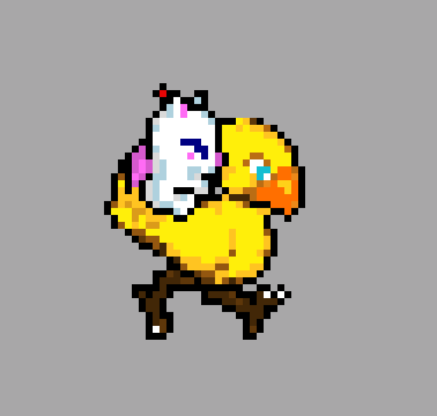 [928954] chochobo and moogle pixel gray