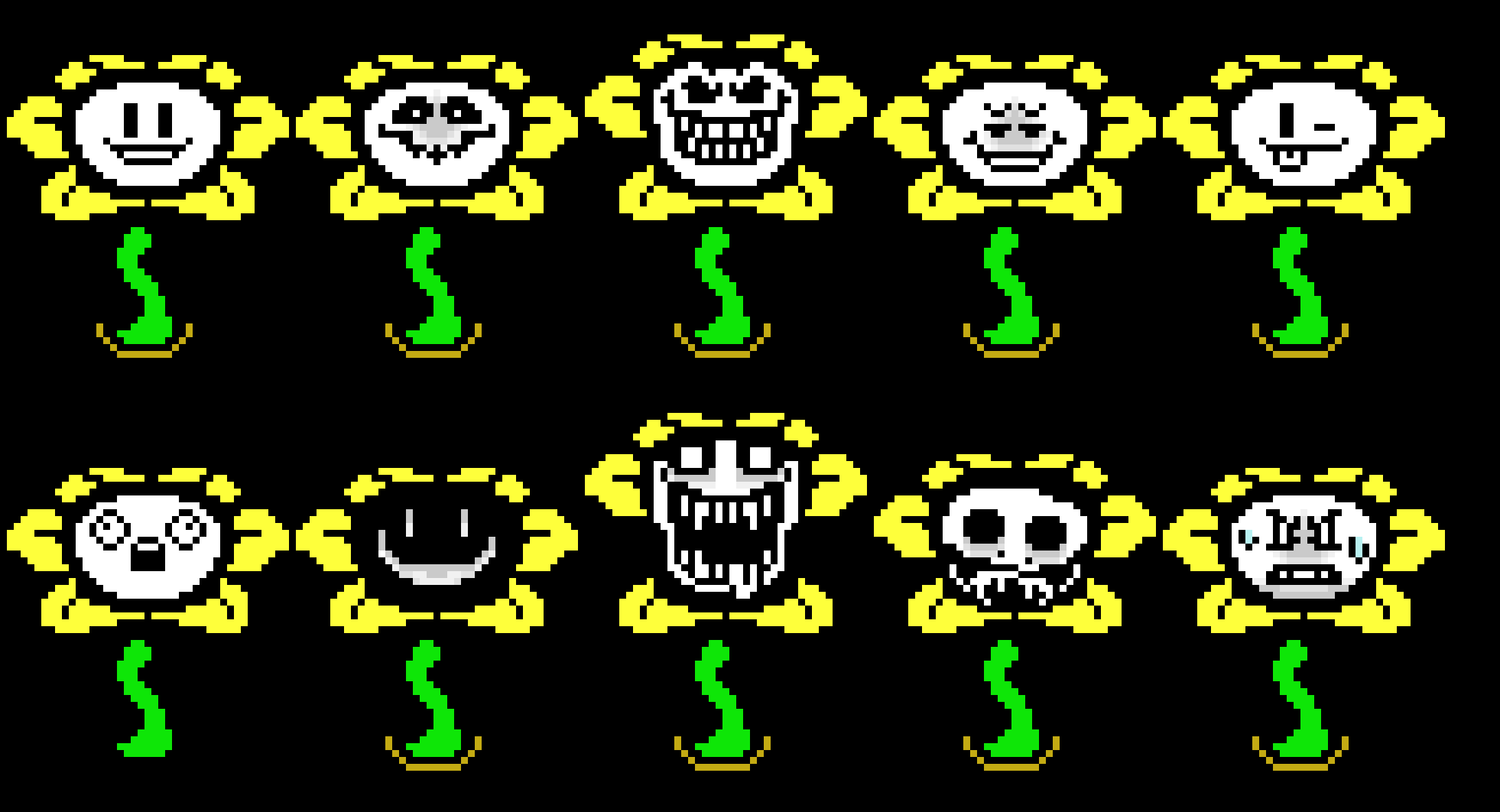 Undertale Flowey Colored Battle Sprites