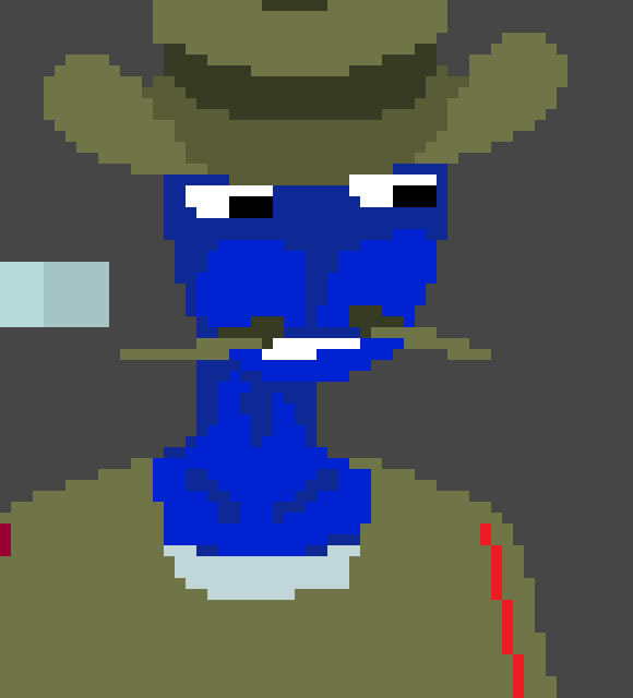 [236914] ev is 43 pixels tall- since he's 4'11 (59 in)- using this mulligan is 6'0 (72 in) and that would mean in proportion to ev he'd be 60 pixels tall (rounded up). cool fack