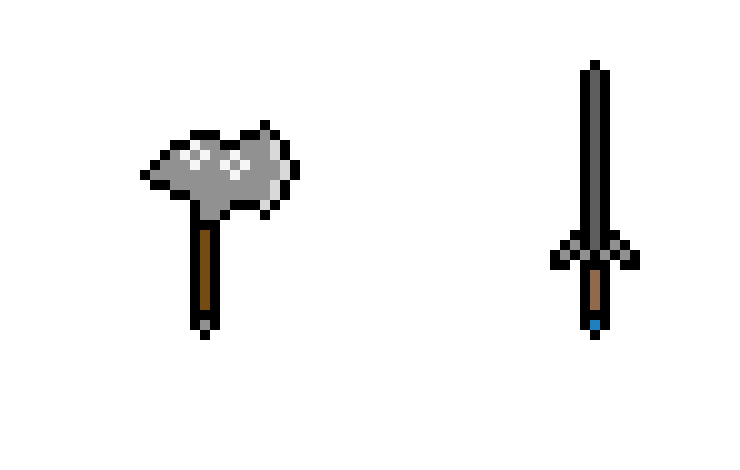 [9664c4] Weapons Pixel Art