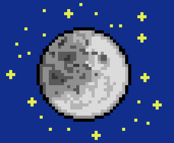 [71183a] Pixel Moon and Stars