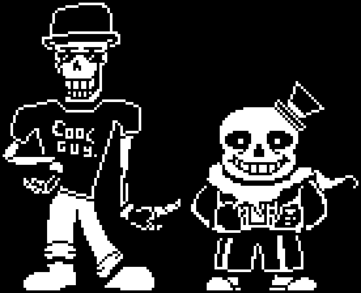 Undertale: Switch Sans and Papyrus Battle Sprites. ( Black and White )