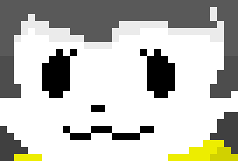 [603421] [The Temmie meows, pushing their hand with their paws. before getting something out of its pocket, it looks like a piece of colored wrapping paper..?]
