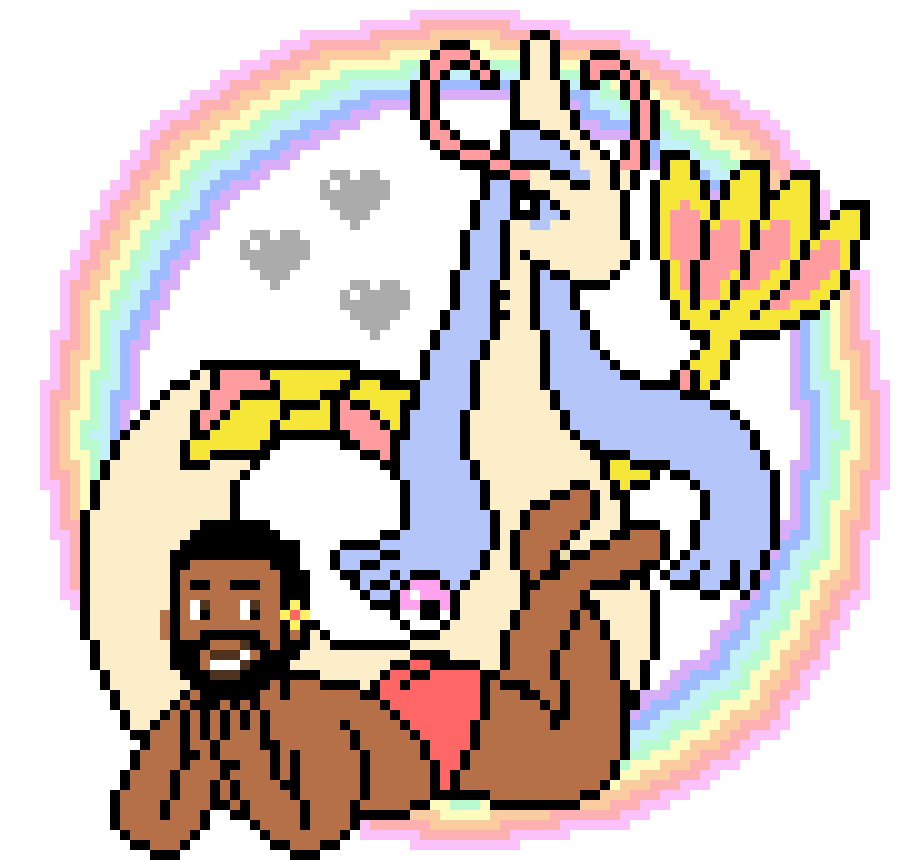 [e9e671] Kevan & Milotic ( Light grey hearts shinyRainbowHearts flower)