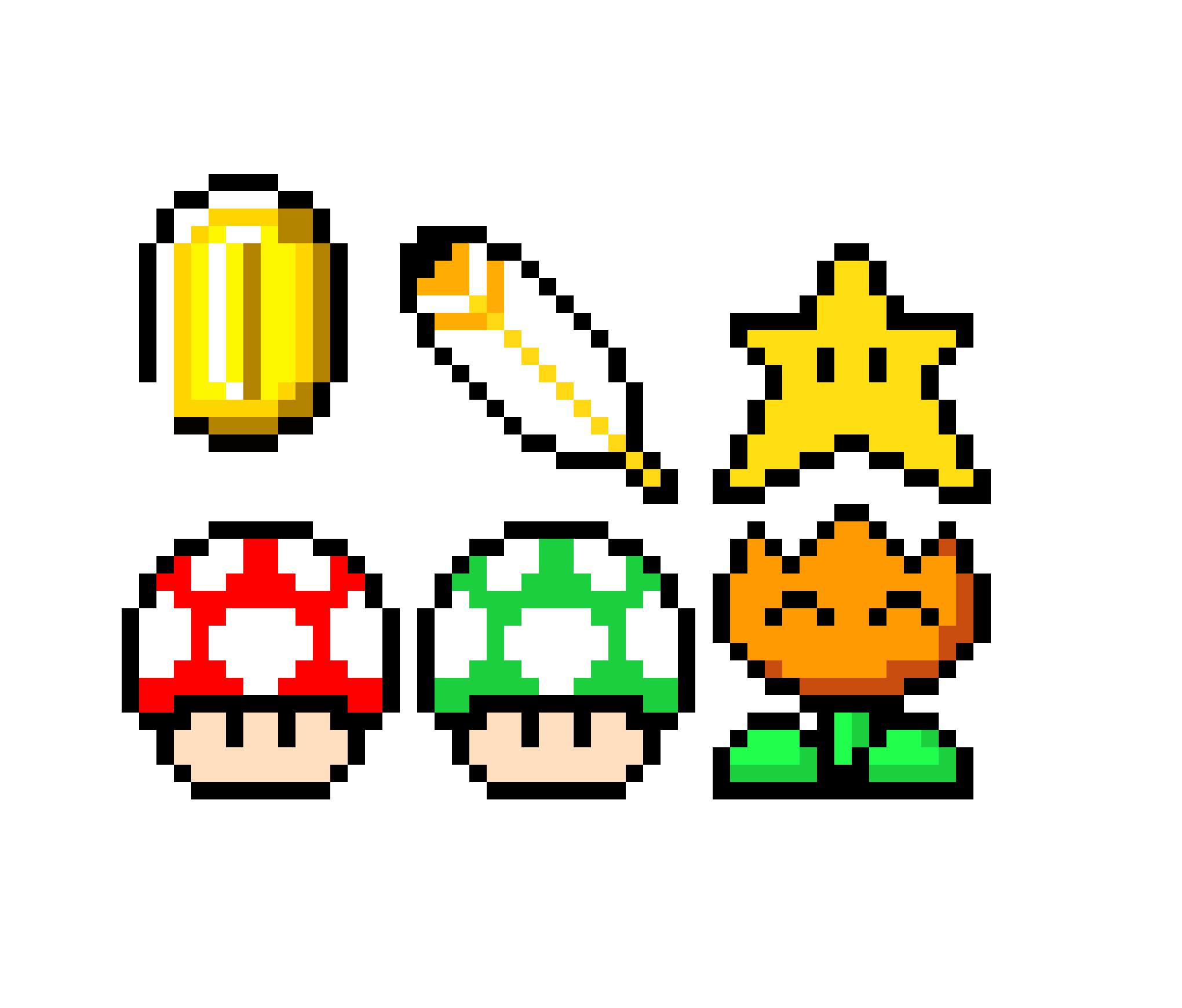 [9664c4] Mario power-ups and a coin.