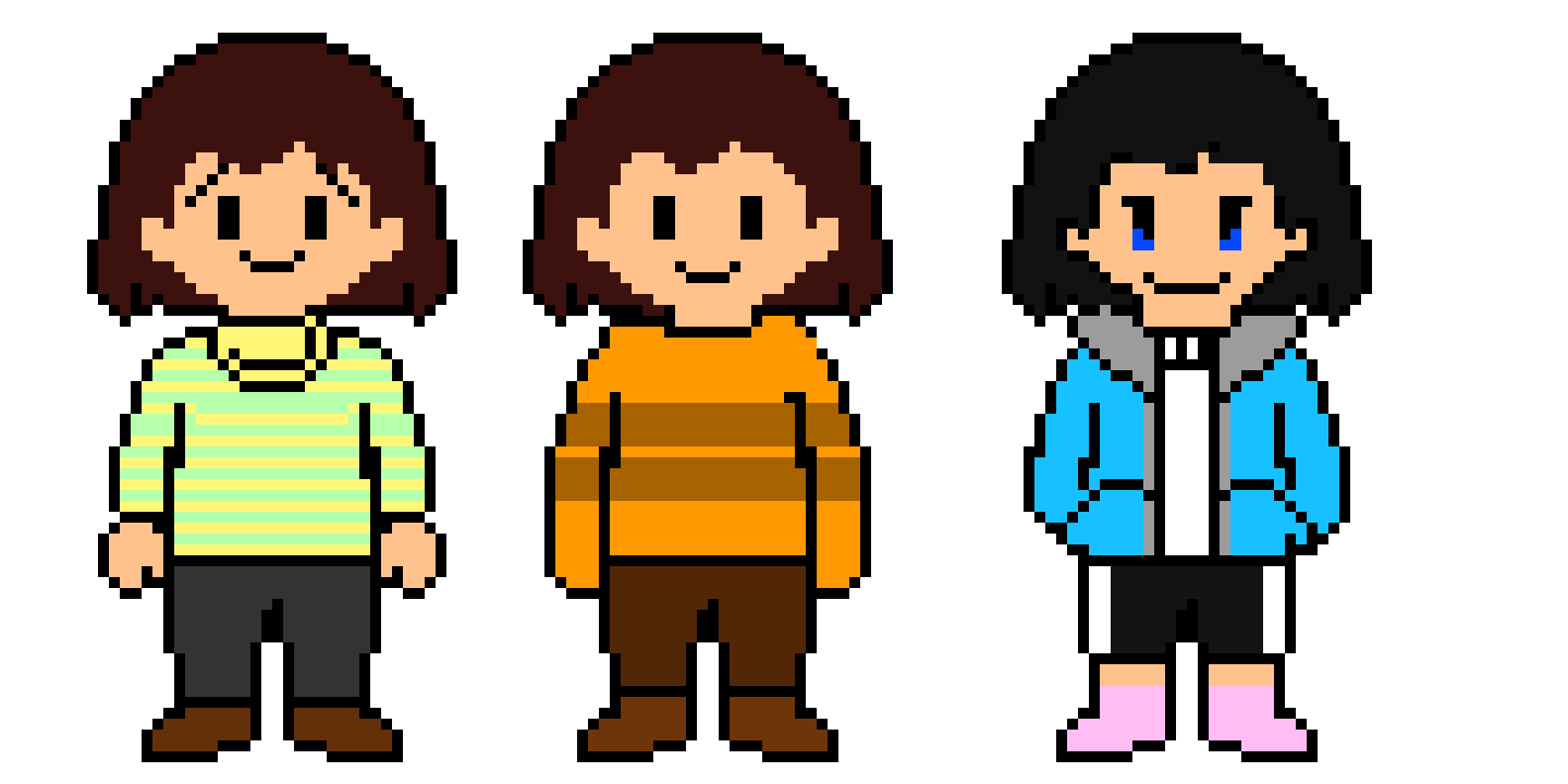 Frisk Sprite (Done!/ + monster kid! Chara sprite + mark sprite)