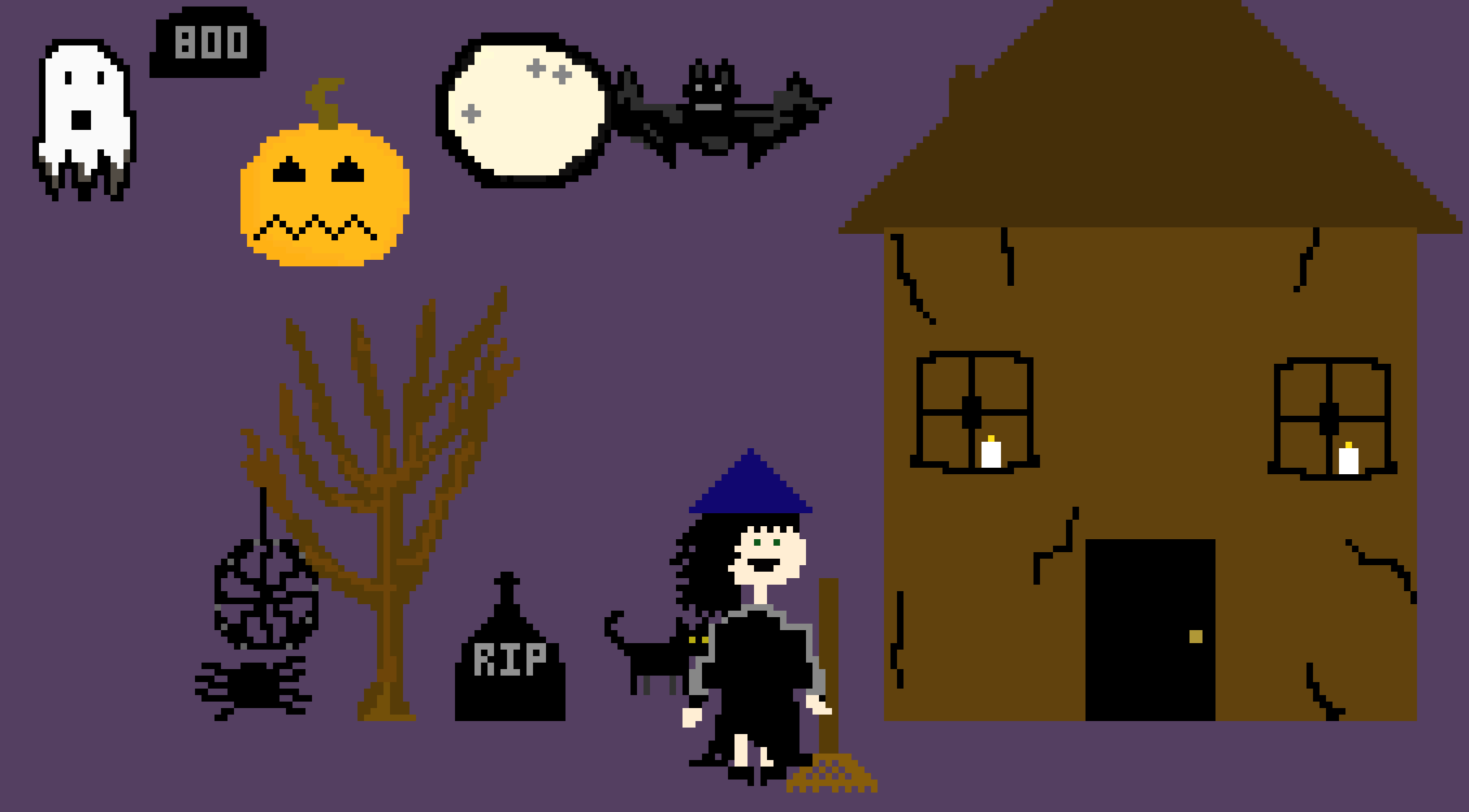 [7da3b7] Halloween Pixel Art