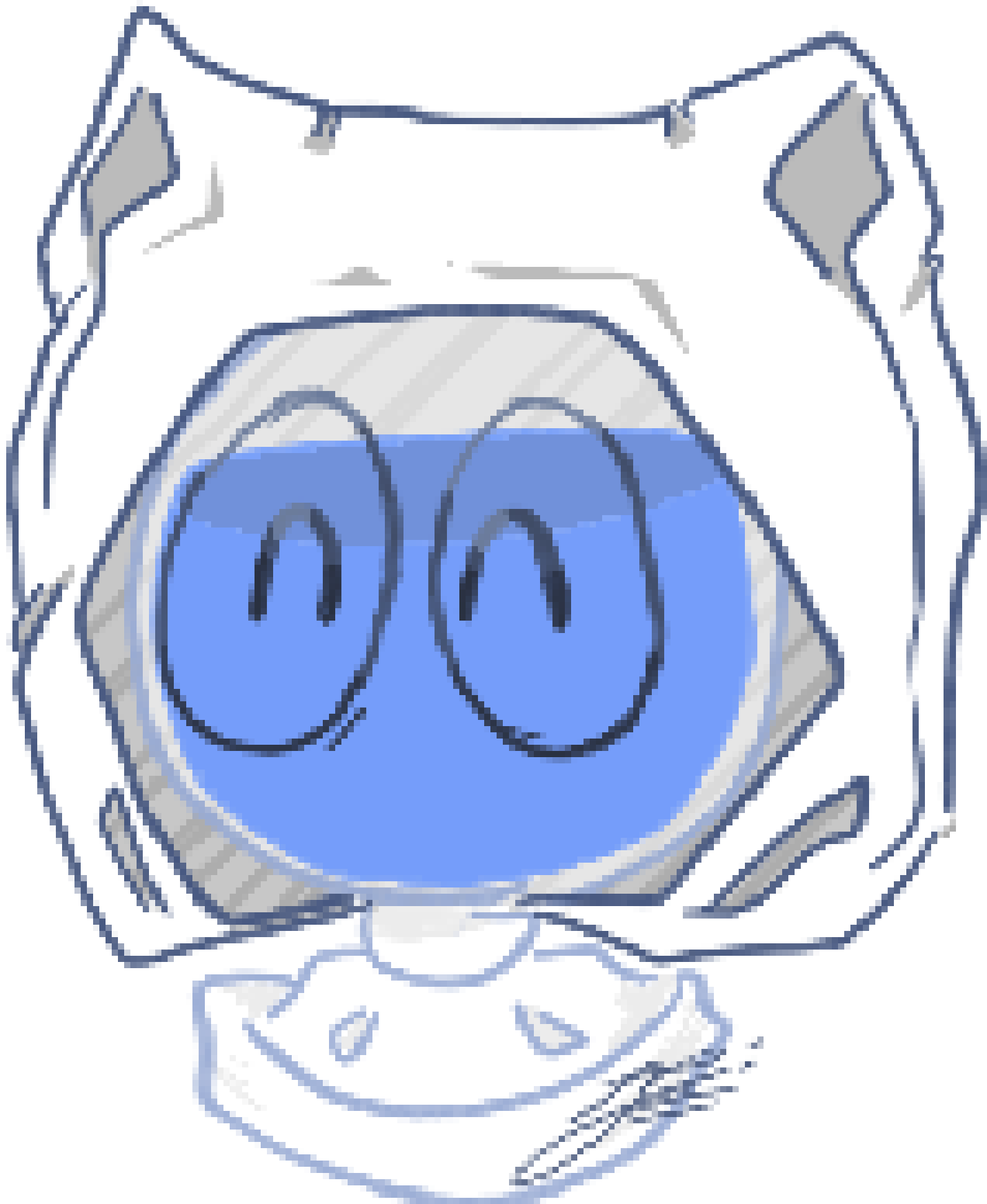 [d0698a] loony is a water balloon with a groceries bag hood and overalls! it was supposed to be like, clown wear? and the balloon not be the ruffle but it's just kinda.. idk- he's got cat ears I guess-