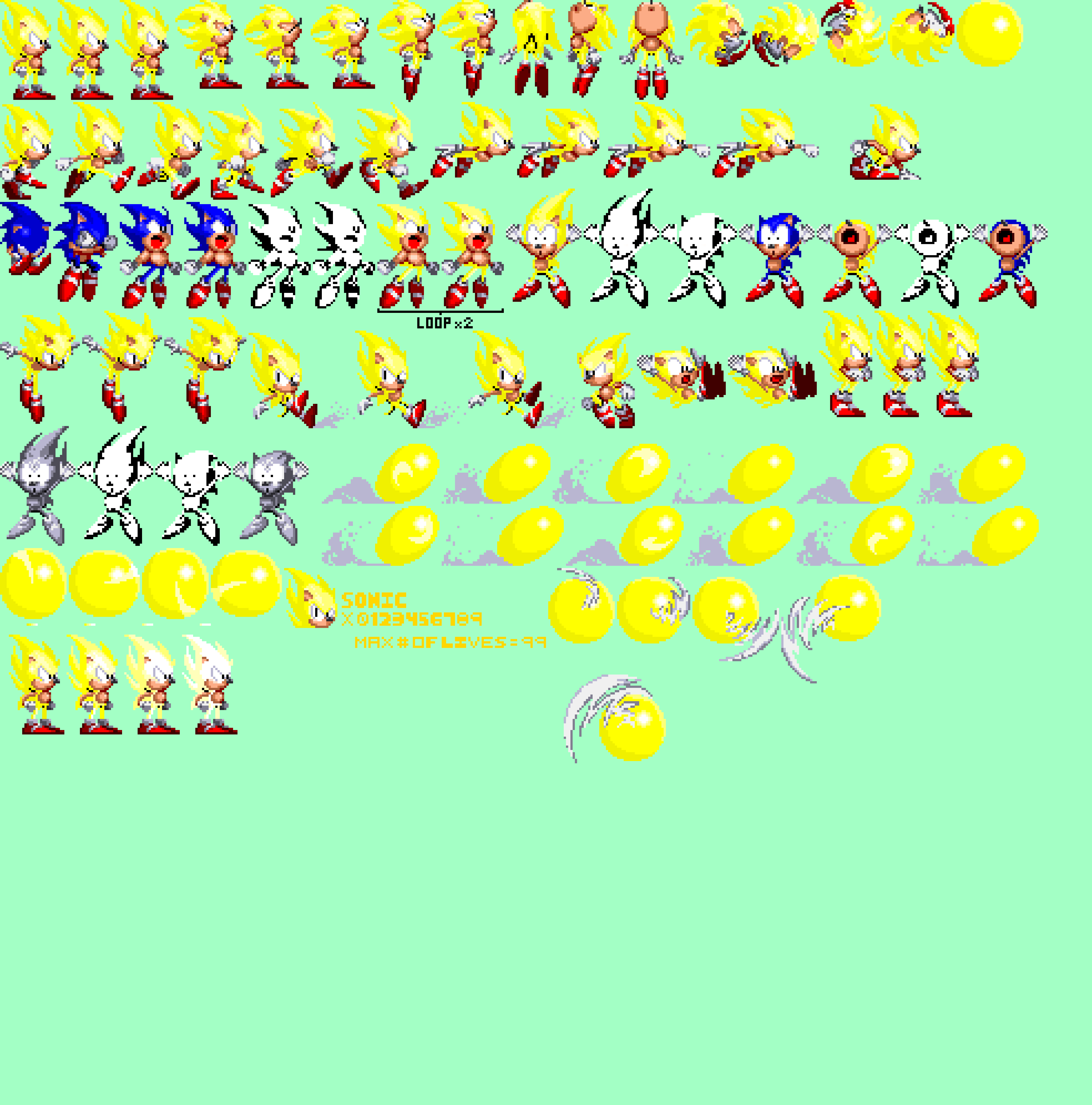 [0ae9b9] Sonic 5 Super Sonic Sprite Sheet