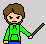 [f684ac] (in the park, hitting a tree with a stick). -Ez
