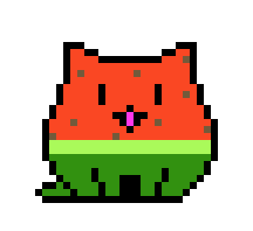 [8155fe] WATERELON Themed Cat Pixel Art