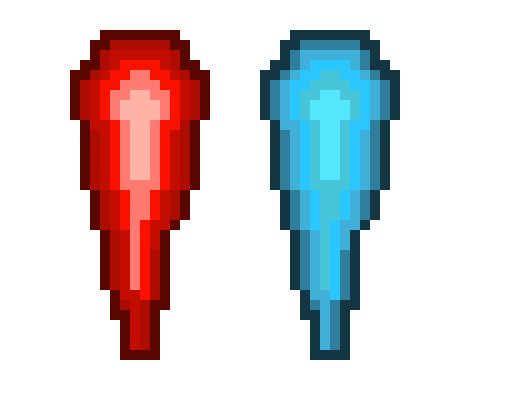 Red and Blue Projectiles