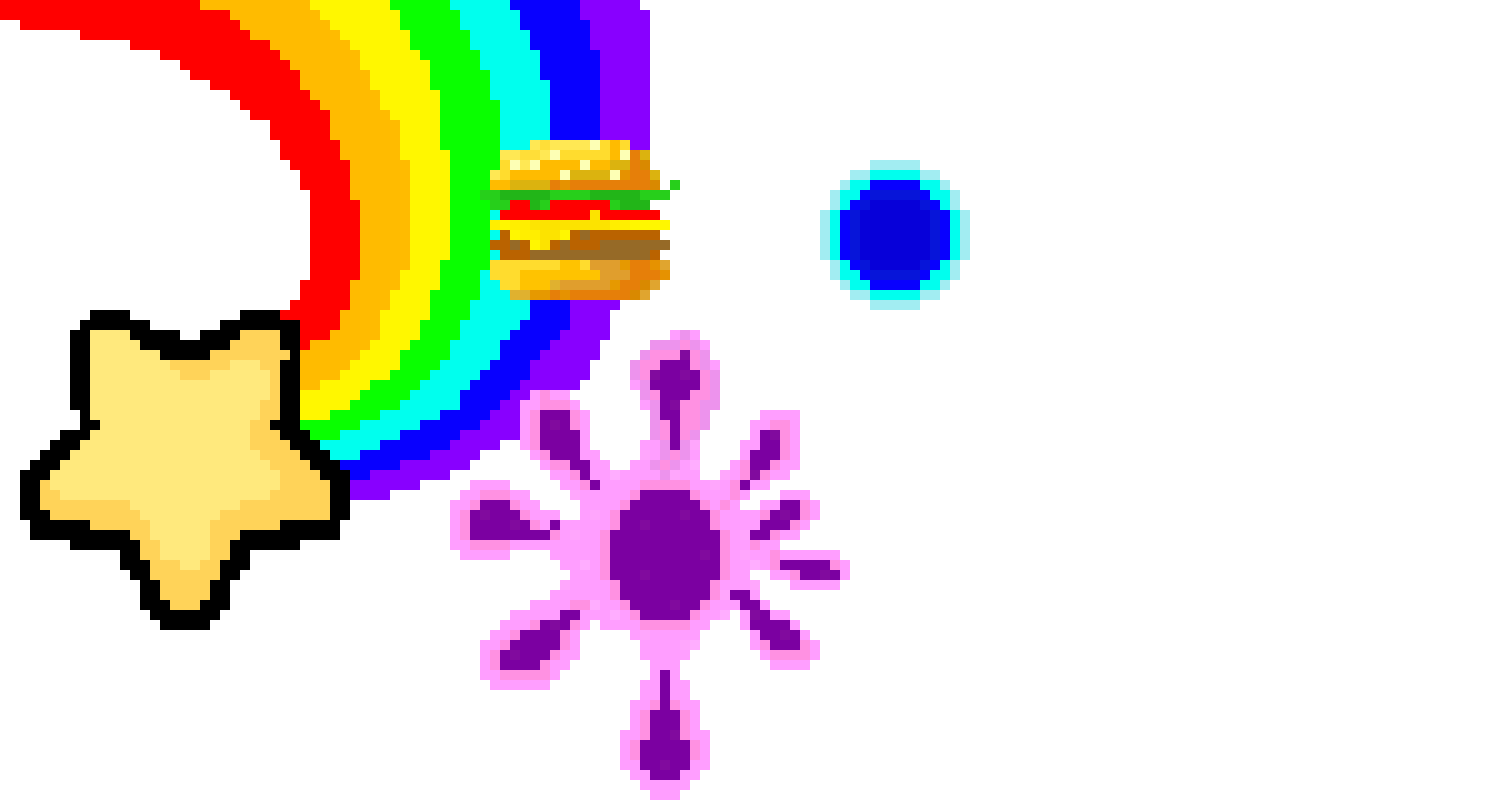 star + burger + splat + planet