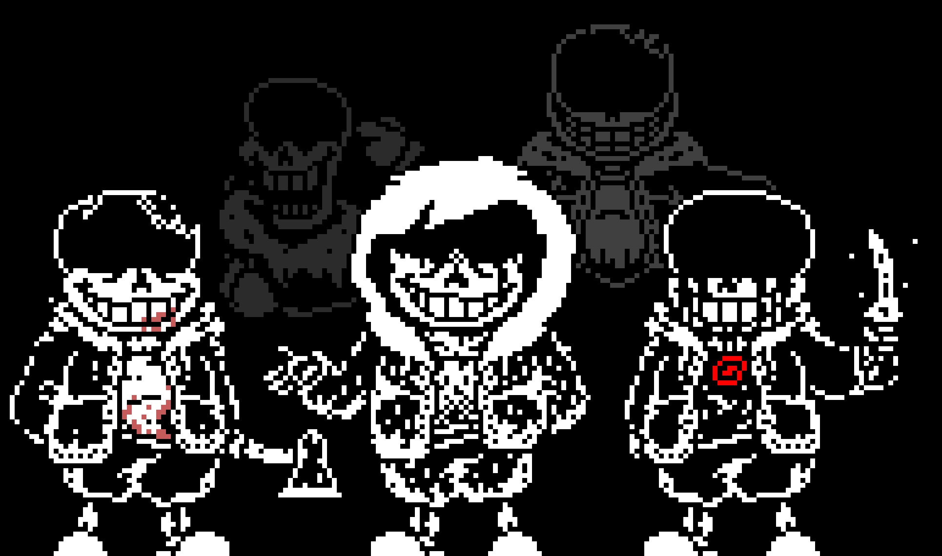 [95be89] Murder Time Trio + Ghost Papyrus and Insanity Sans | Faded eyes