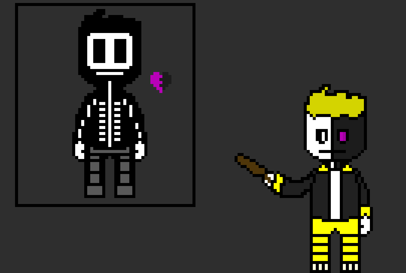[812b32] The strangest thing is he popped outa Nowere, or did he? you see, there was an old experiment labeled E.N.D.E.R.G.A.M.E.R. Strange that his "friend" appeared right? Well then EnderGamer died after a cark exploded and SLICED HIM IN HALF.... and he was nowere to be found... then this person appears... - Molt!