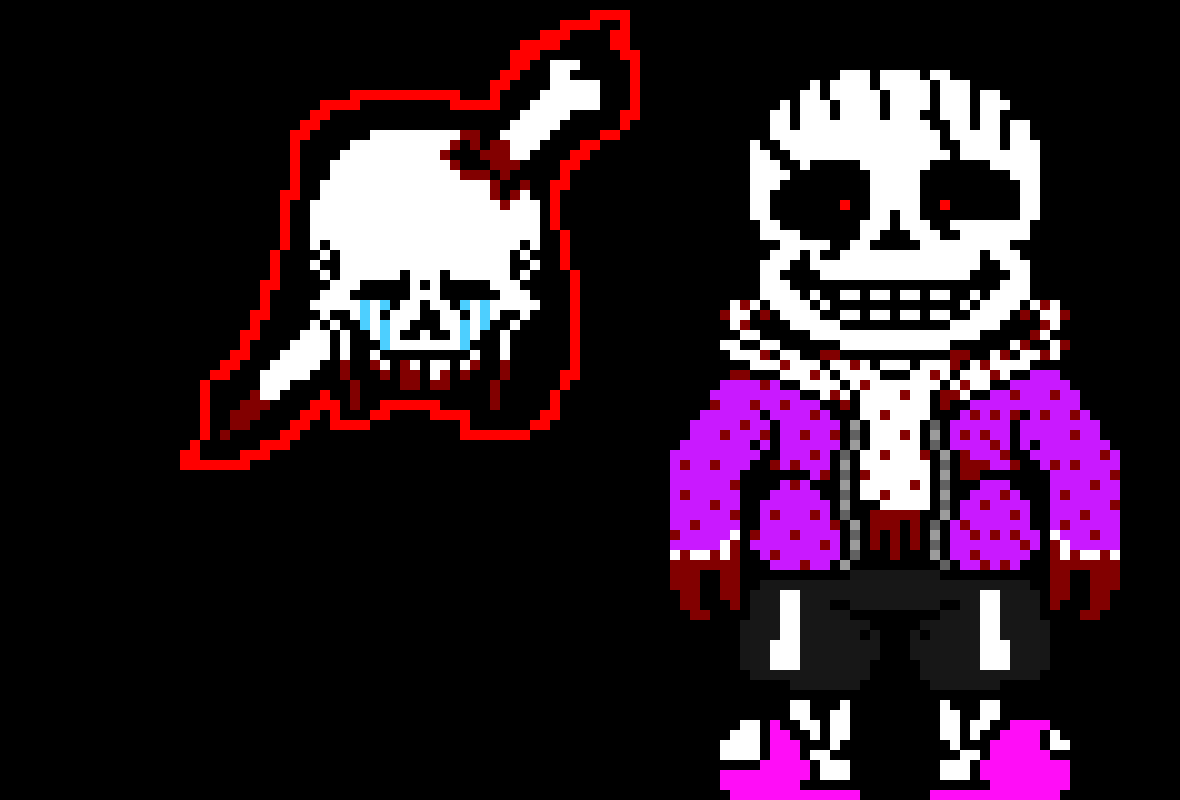 [d082ec] megalomaniac triad members: OM, Psychosis sans, Dust Dust Fell Sans and AuthorizedInsanity Sans