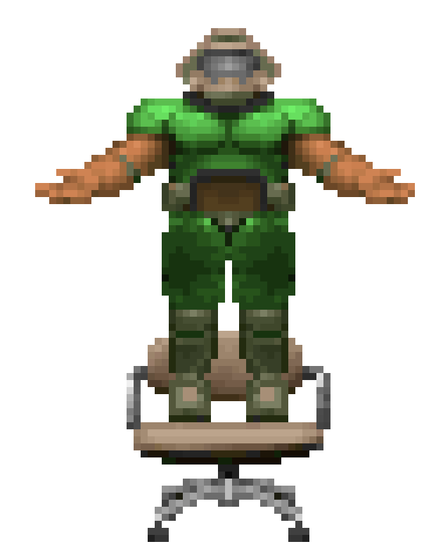 [0b53f7] Doomguy on a chair