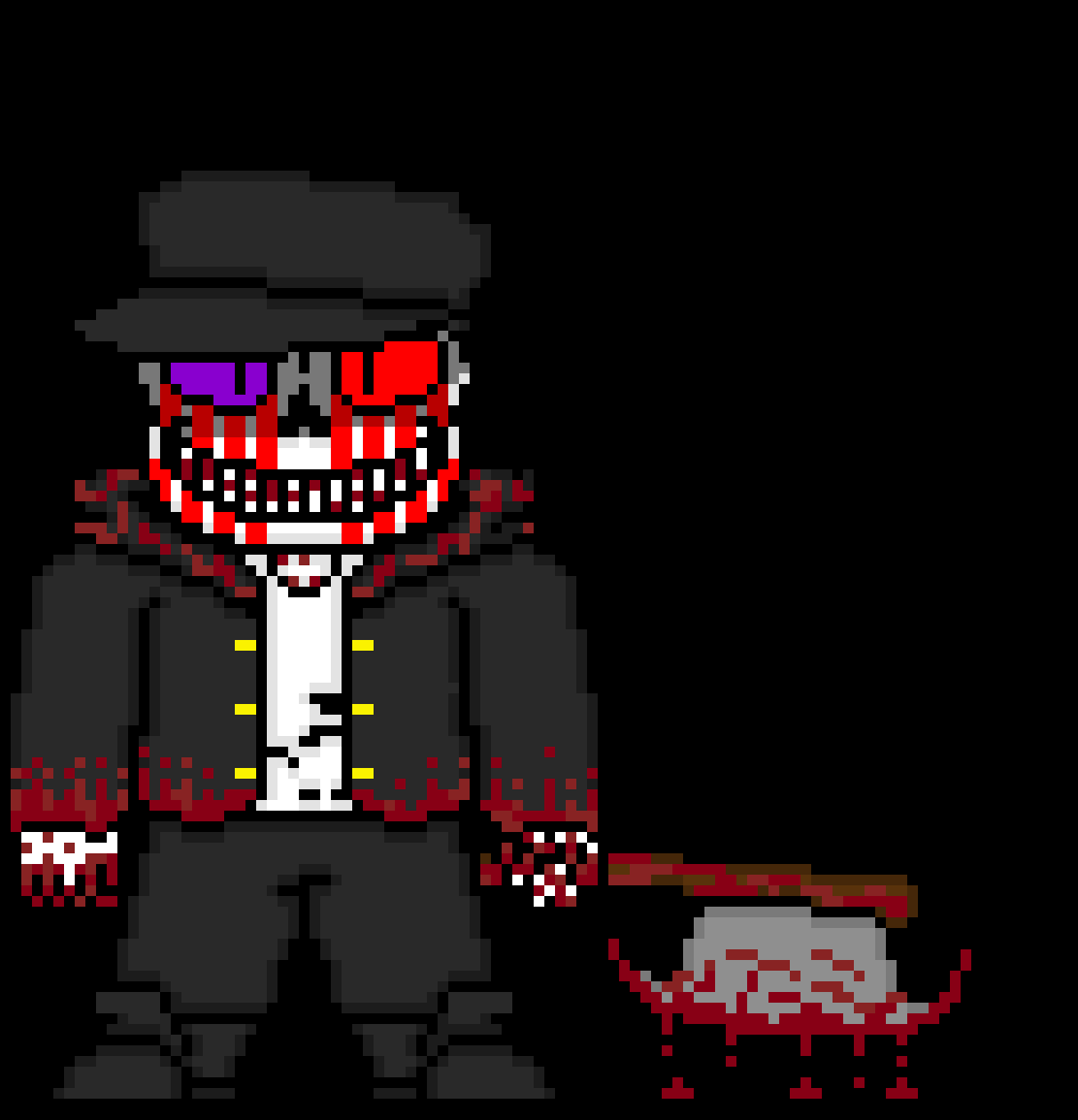 [7c78a2] Surprise :) i made Express-Verse Terror! His weapon is a hatchet, which is a smaller axe that some people use in that AU as a weapon. He isn't poor, but he isn't extremely rich.
