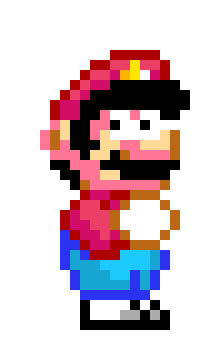 [9664c4] 16-Bit Mario pajamas- shocked/ looking at screen