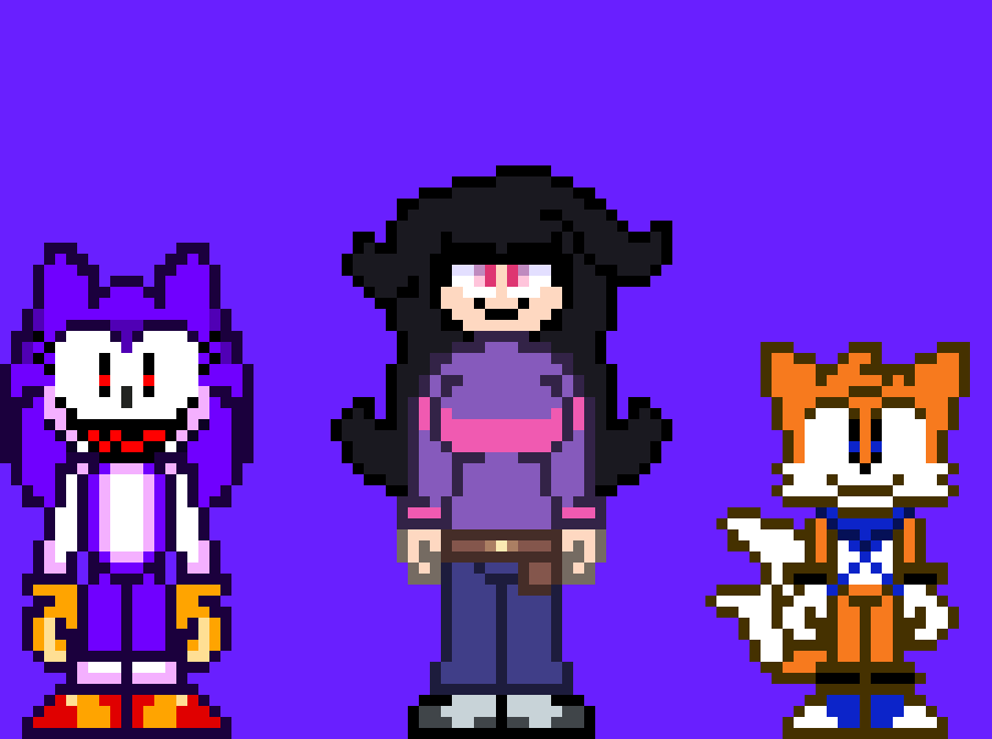 [c2fe0c] The girl in the middle (Sarah) and the sonic figure (needlemouse) are the same person and the tails is luther