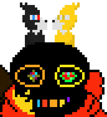 MINI CHAOTIC TERRIE AND REDGIE, SAT ONTOP CHAOTIC INK SANS, I FINALLY FOUND ONE ON THE IMAGES!
