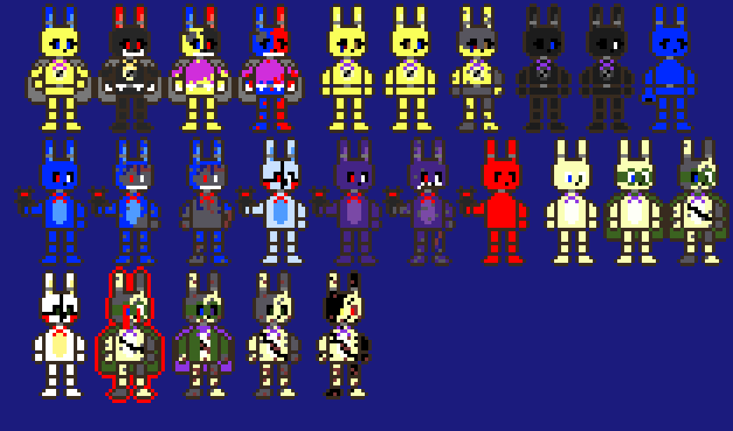 DIAAF stuffie, plushie, blue and spring bonnie (all sprites)