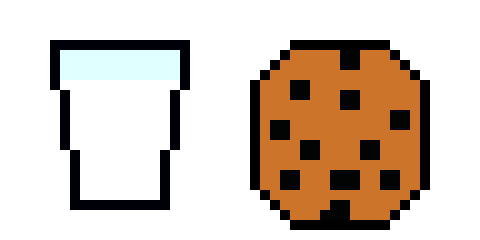 [e0e8a8] chocalate chip cookie and milk