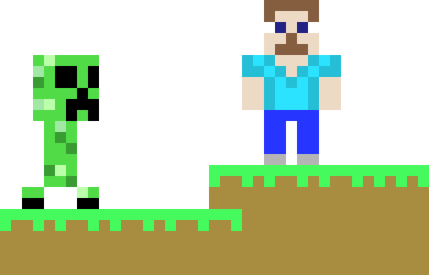 [9664c4] minecraft steve and creeper