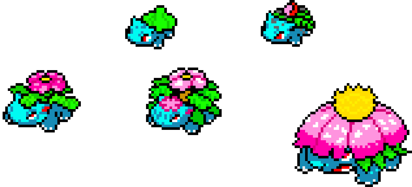 [393e5a] bulbasaur family + mega and gigantamax forms