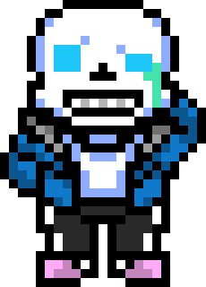 [82b7dc] (*the existence of 'Sanstrap' implies the suit was made vaguely in Sans' shape so Safton could fit into it)