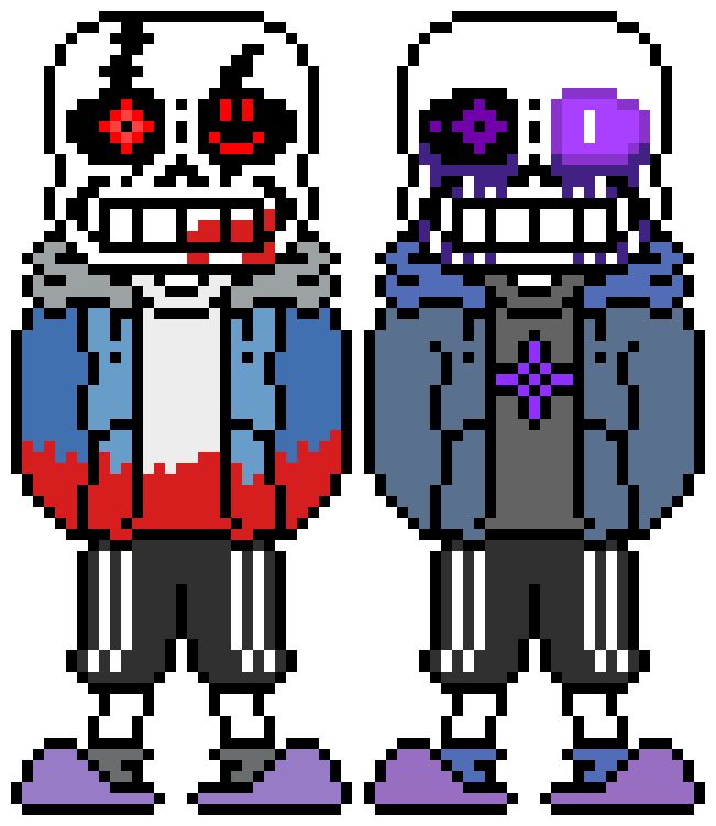 [01770b] Stress and Dark Matter Sans: *They summon 10 Gaster Blasters around frisk*