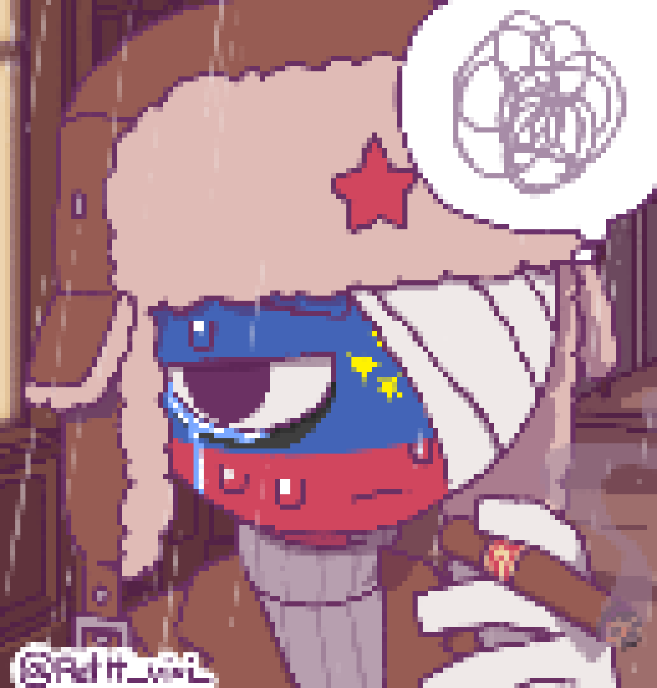 [71fafd] *just his bandaged eye starts bleeding*