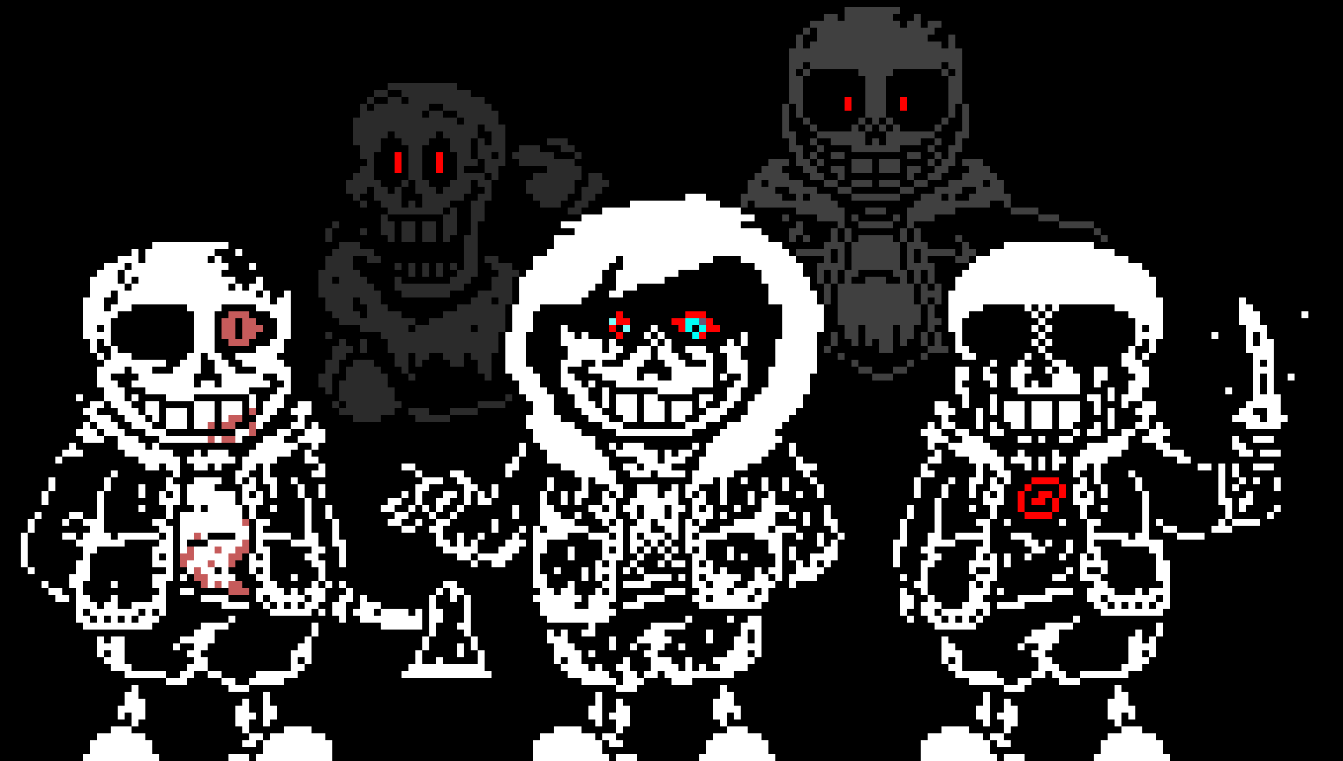 Murder Time Trio + Ghost Papyrus and Insanity Sans | There we go!... -Lewis