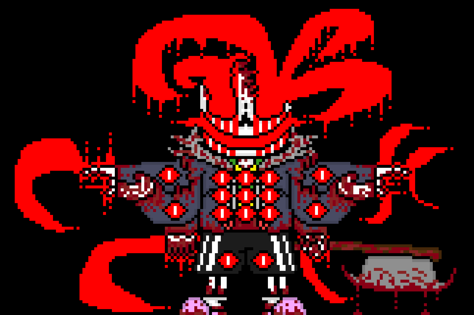 [e8cb42] Terror: *remembering about his Horror Days* you put me in this mess Dust *impales the thing with his axe*