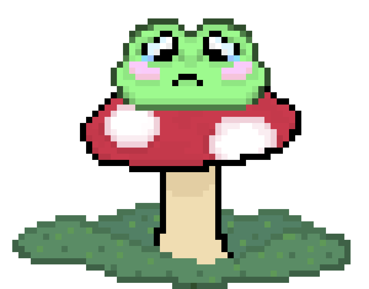 [7ff9c8] sad froggie on mushroom