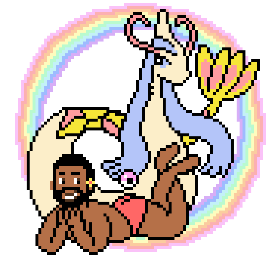 [e9e671] Kevan & Milotic ( Light grey hearts shinyRainbowHearts flower)