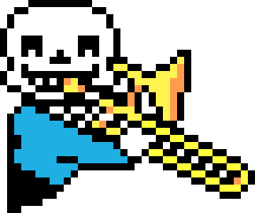Sans with a trombone