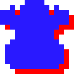 blue over red